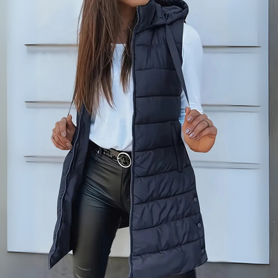 Victoria | Casual Sleeveless Hood Long Puffer Vest