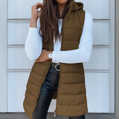 Victoria | Casual Sleeveless Hood Long Puffer Vest