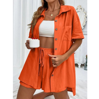 KRISTINE™ – Casual Summer  Button-Down Lounge Set