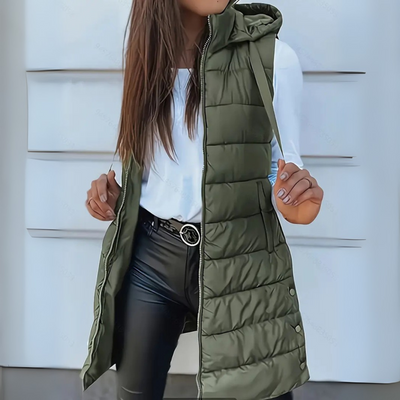 Victoria | Casual Sleeveless Hood Long Puffer Vest