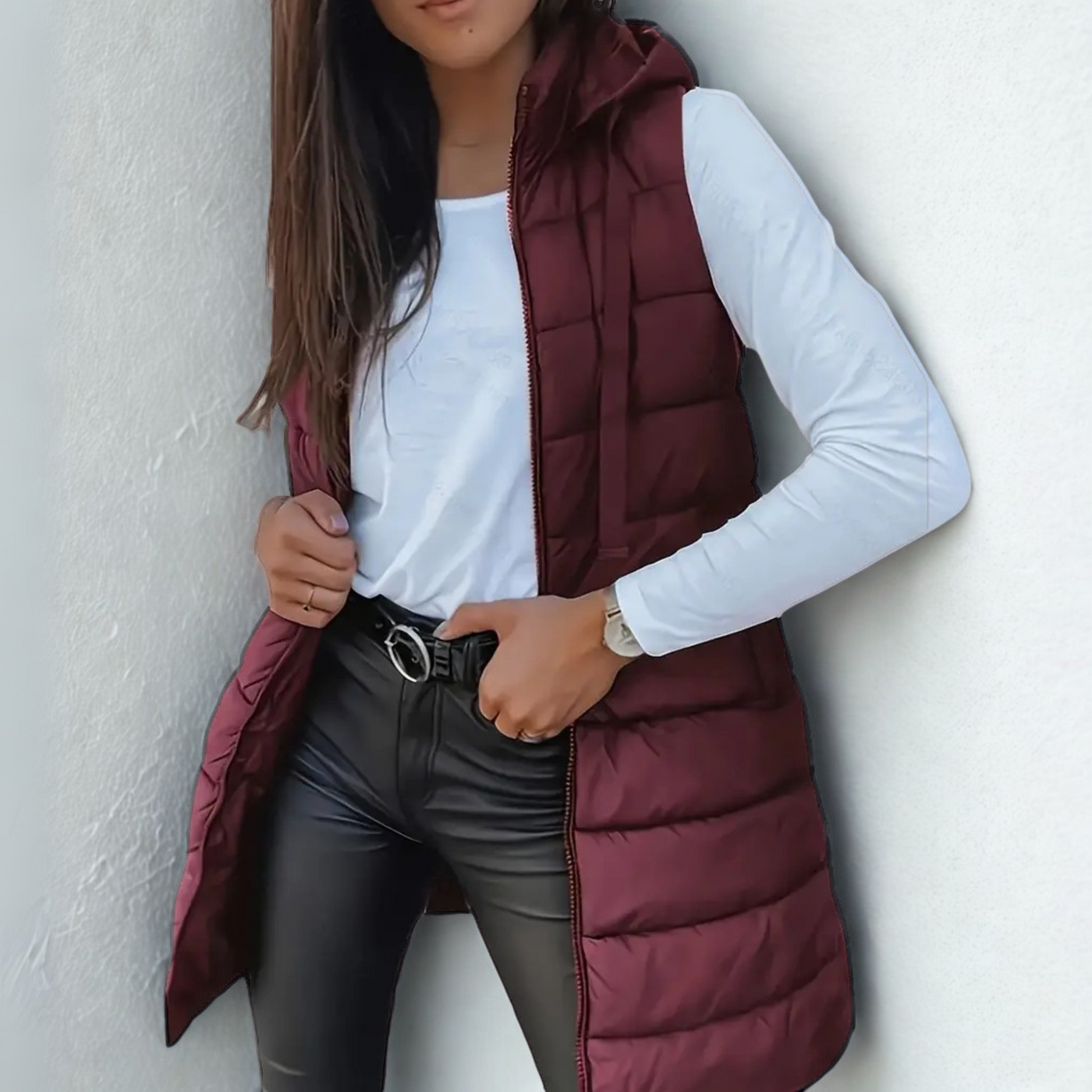 Victoria | Casual Sleeveless Hood Long Puffer Vest