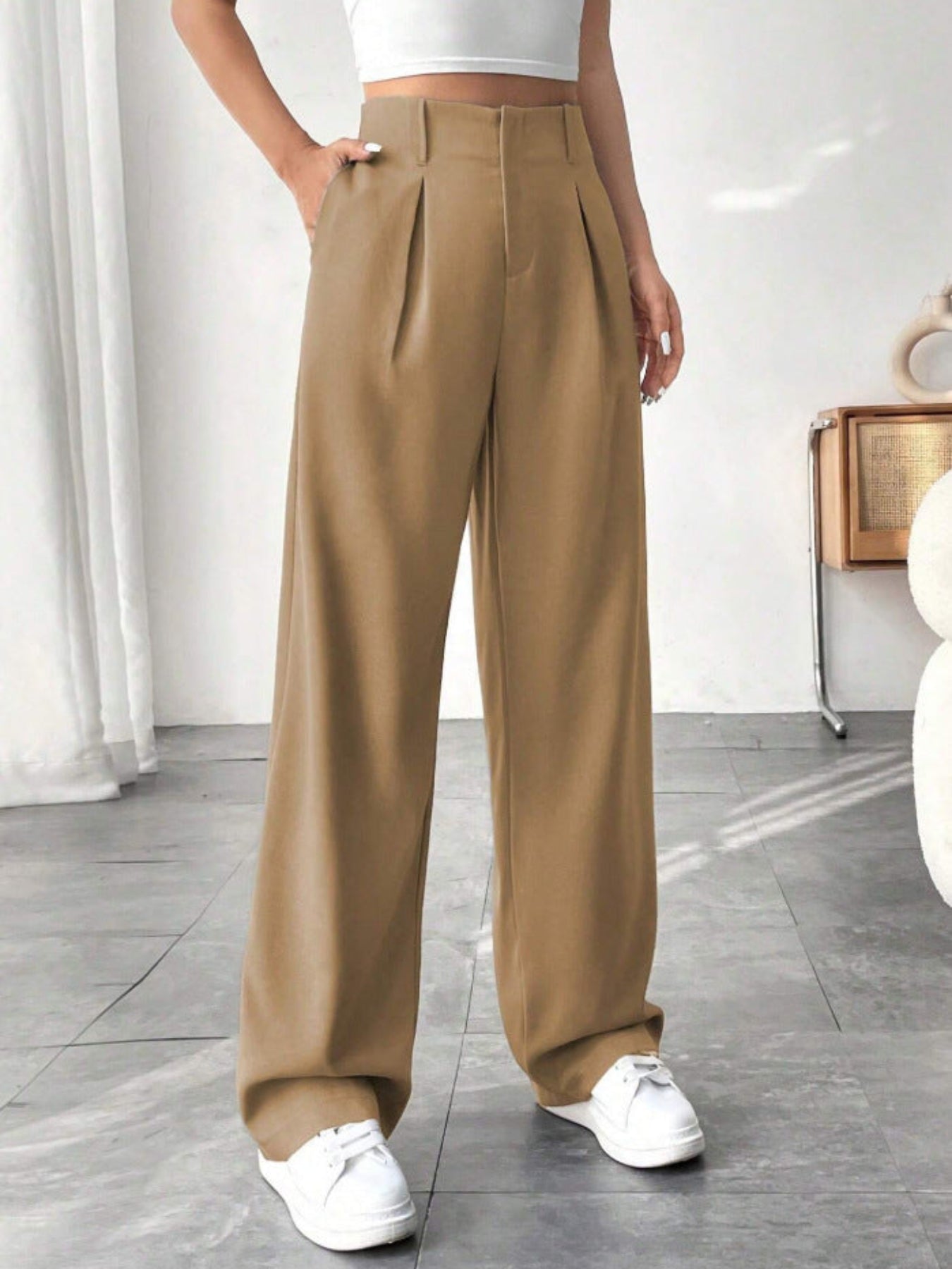 BELISIMA™ – Elegant Pleated Wide-Leg Office Trouser