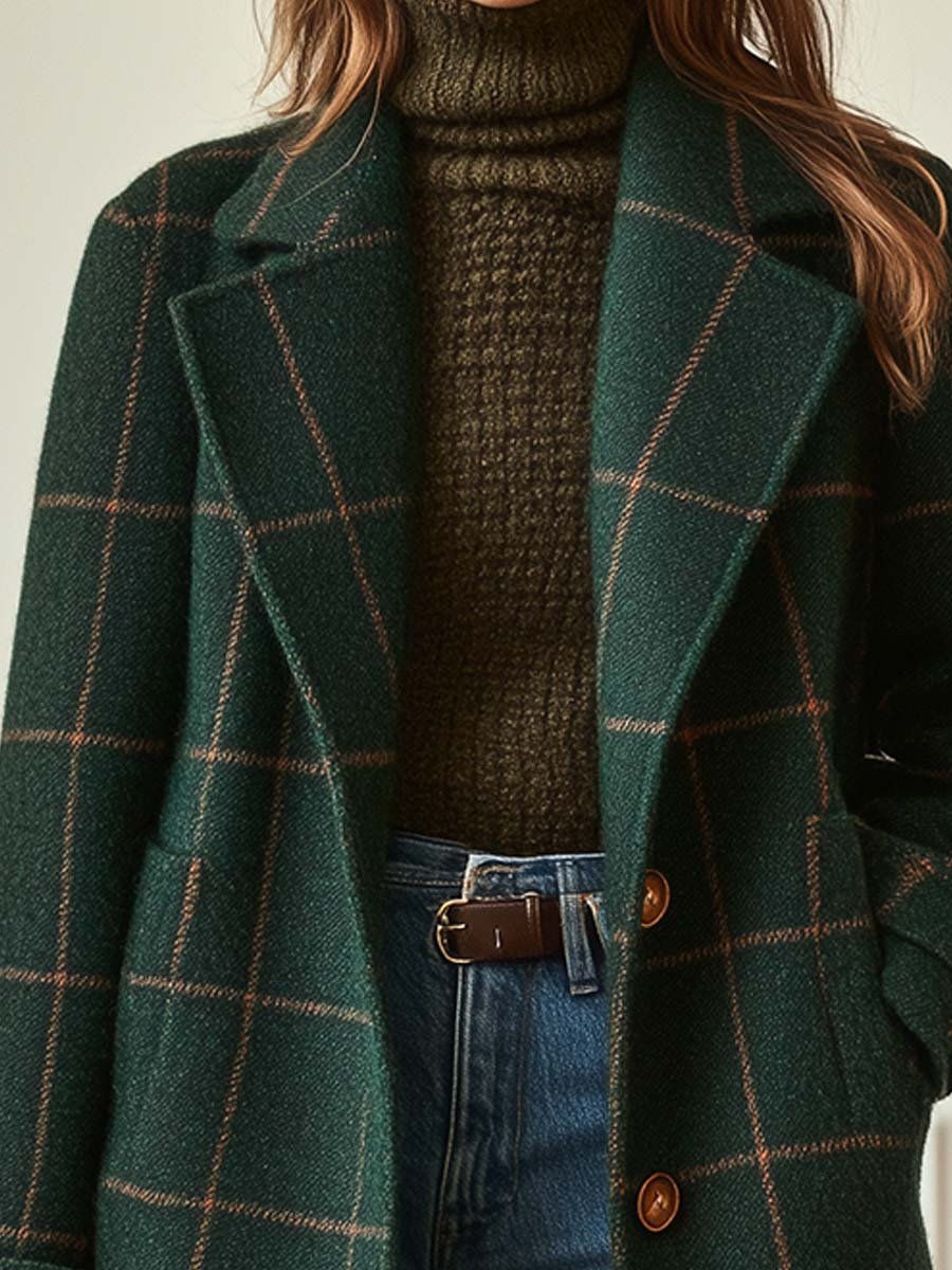 Maria | Retro Plaid Tweed Coat