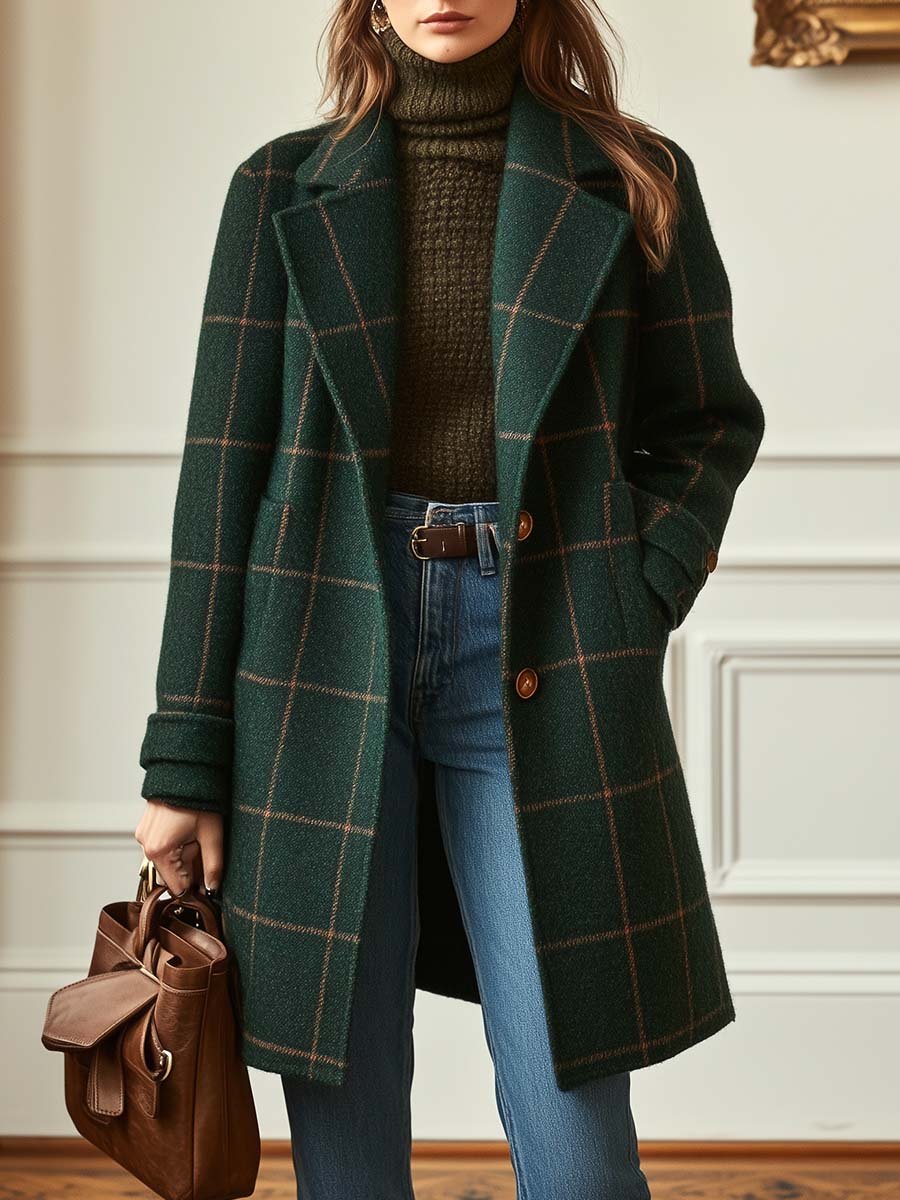 Maria | Retro Plaid Tweed Coat