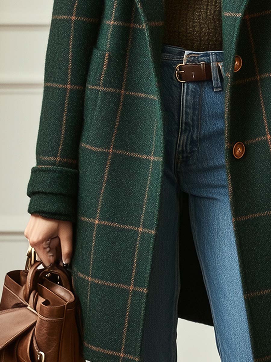 Maria | Retro Plaid Tweed Coat